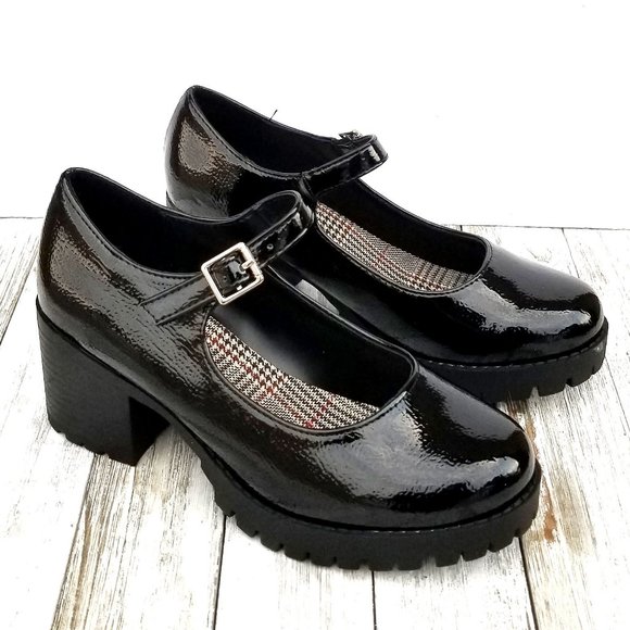 New Black Patent Platform Mary Jane Ballet Flats - Picture 2 of 3